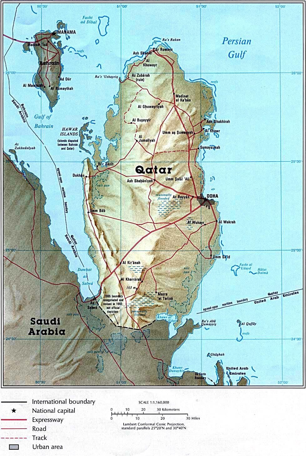 Mapa katar fyzickej