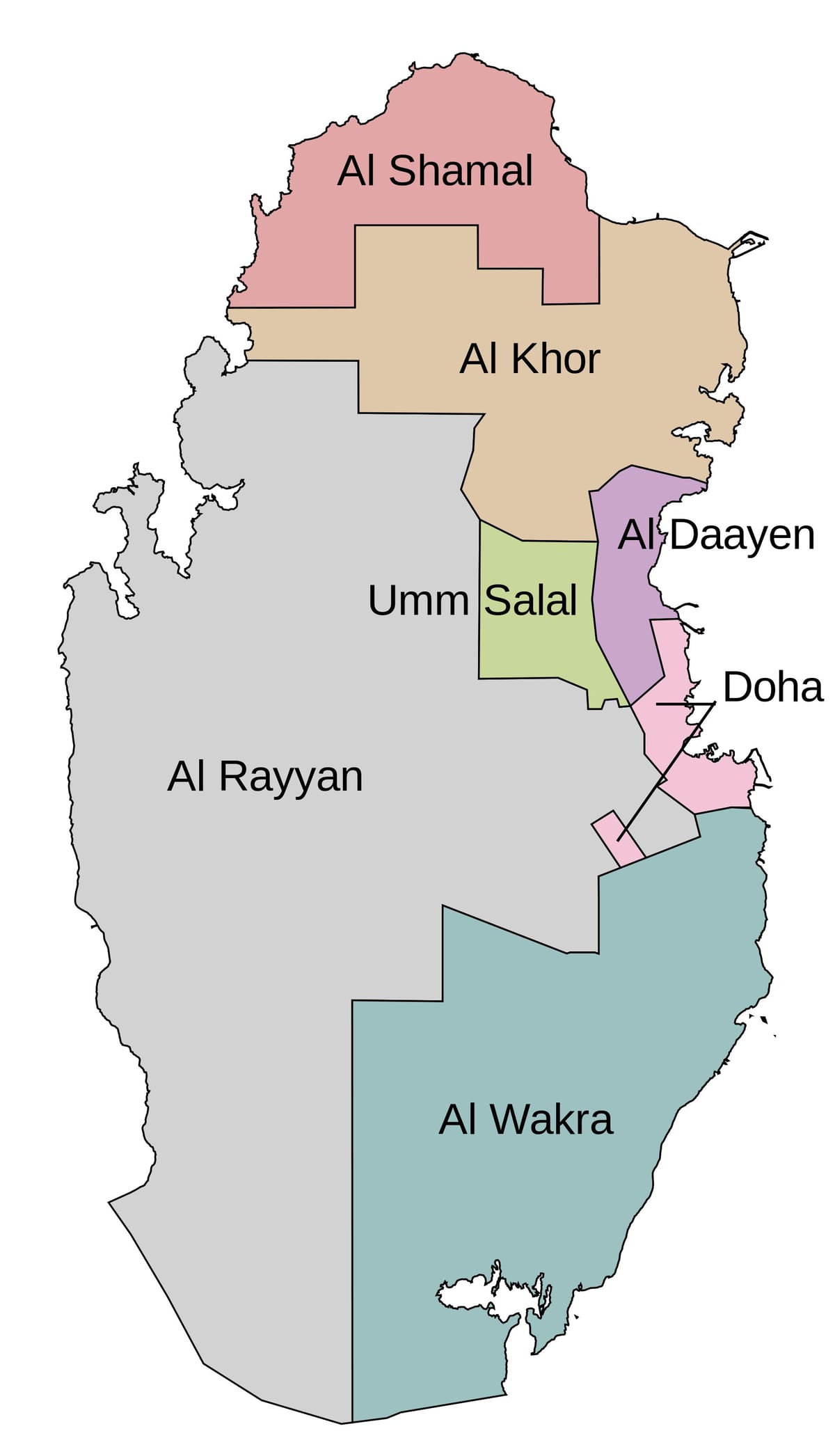 Mapa katar obce