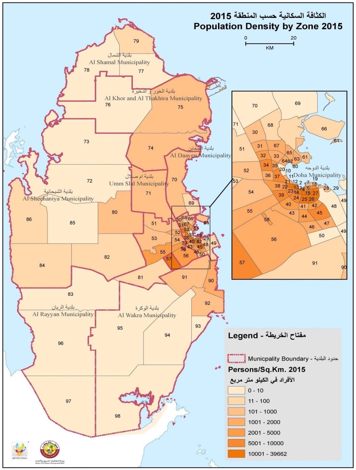 Mapa katar obyvateľstva