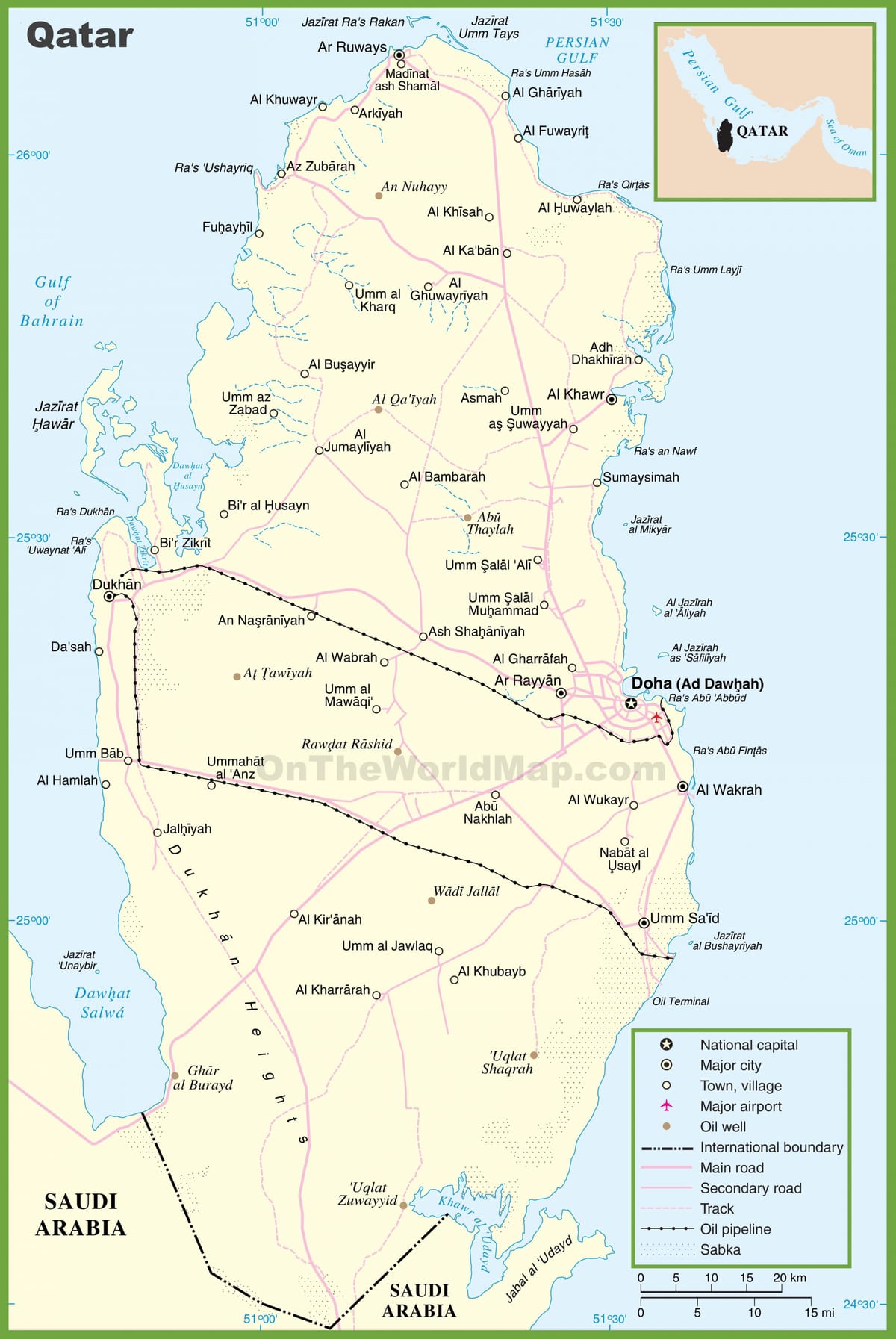 Mapa katar podrobné