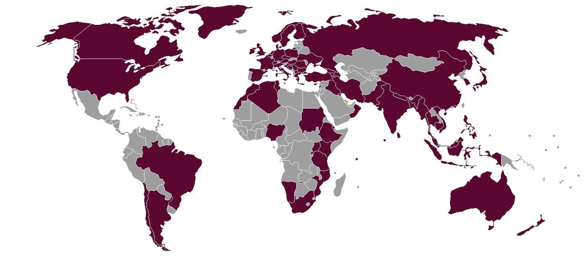 qatar airlines destinácií mapu