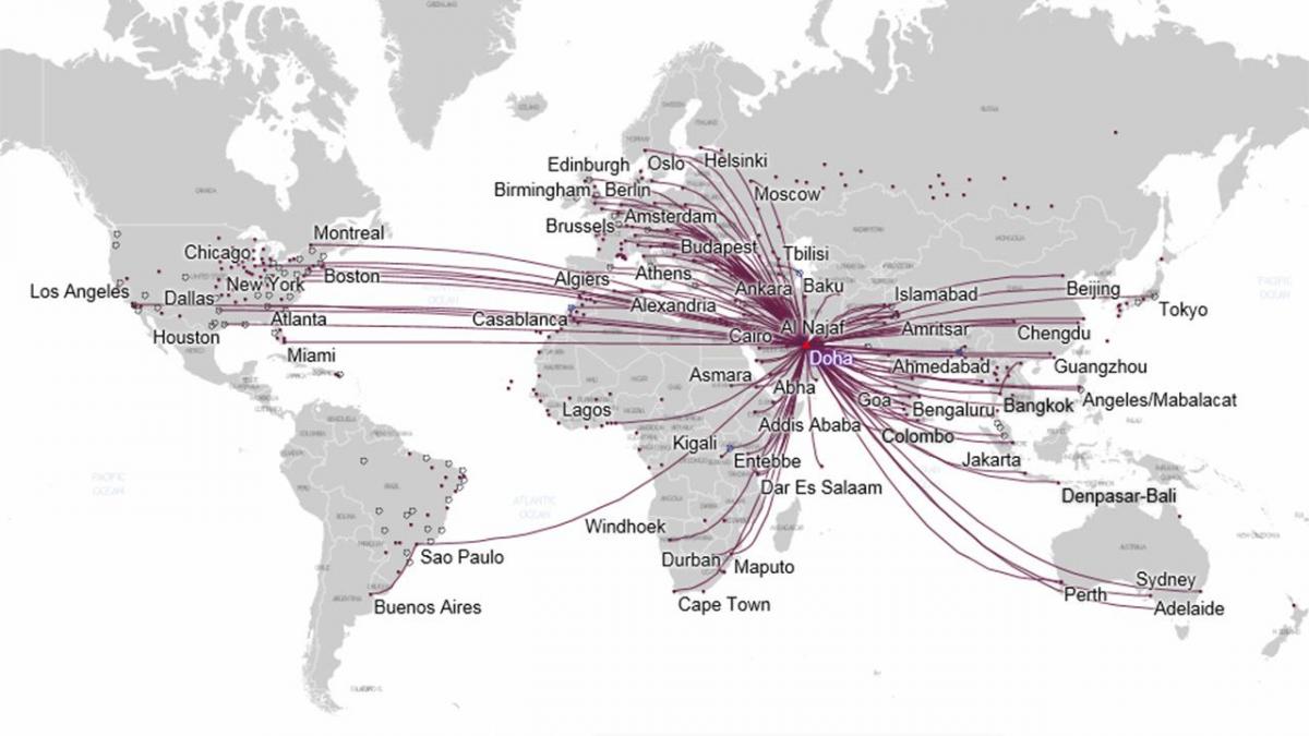 trasa mapa qatar airways